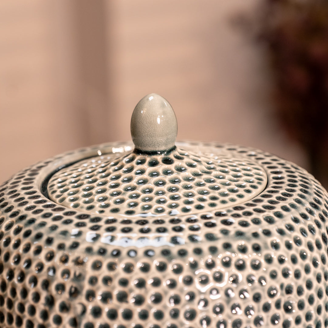 Khaki Dimple Lidded Jar