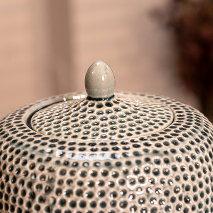 Khaki Dimple Lidded Jar