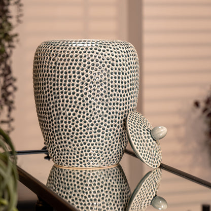 Khaki Dimple Lidded Jar