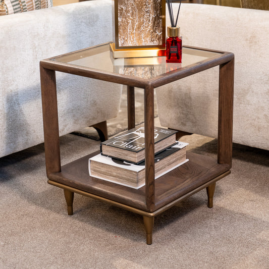 Kent Sqaure Side Table with Glass Top