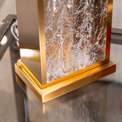 Textured Glass Table Lamp with Faux Silk Shade