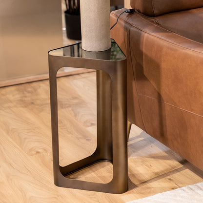 Thorpe Triangular Accent Table Black Tinted Glass