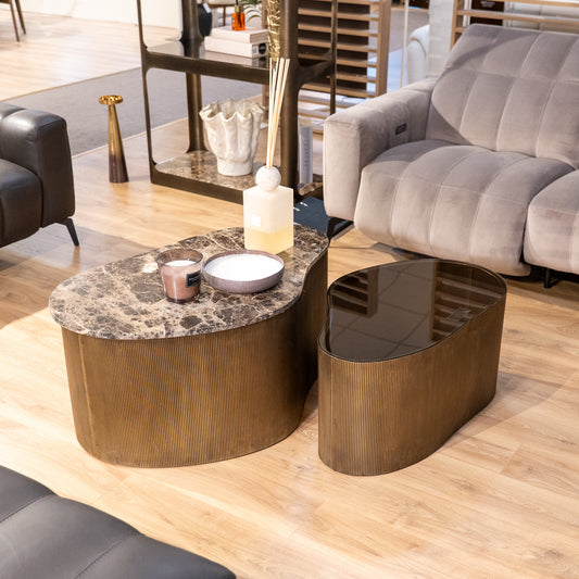 Palermo Marble & Glass Set of 2 Coffee Tables