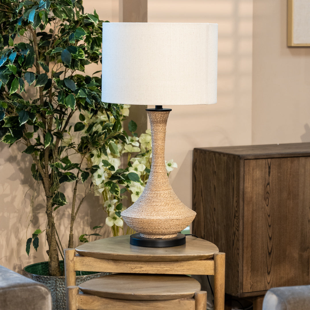 Natural Rope Table Lamp with Linen Shade