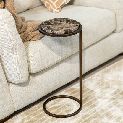 Iota Accent Table Brown Emperador Marble