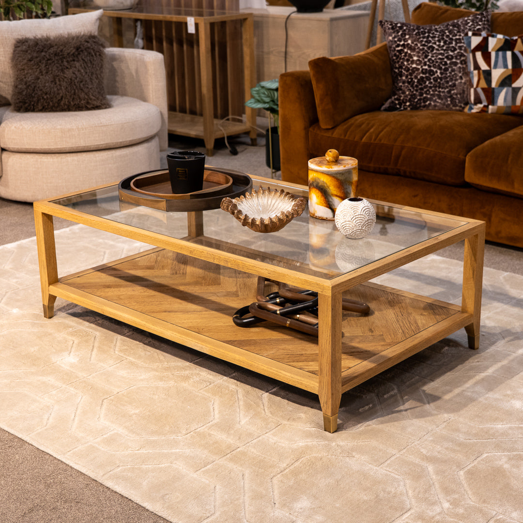Sherwood Coffee Table with Glass Top