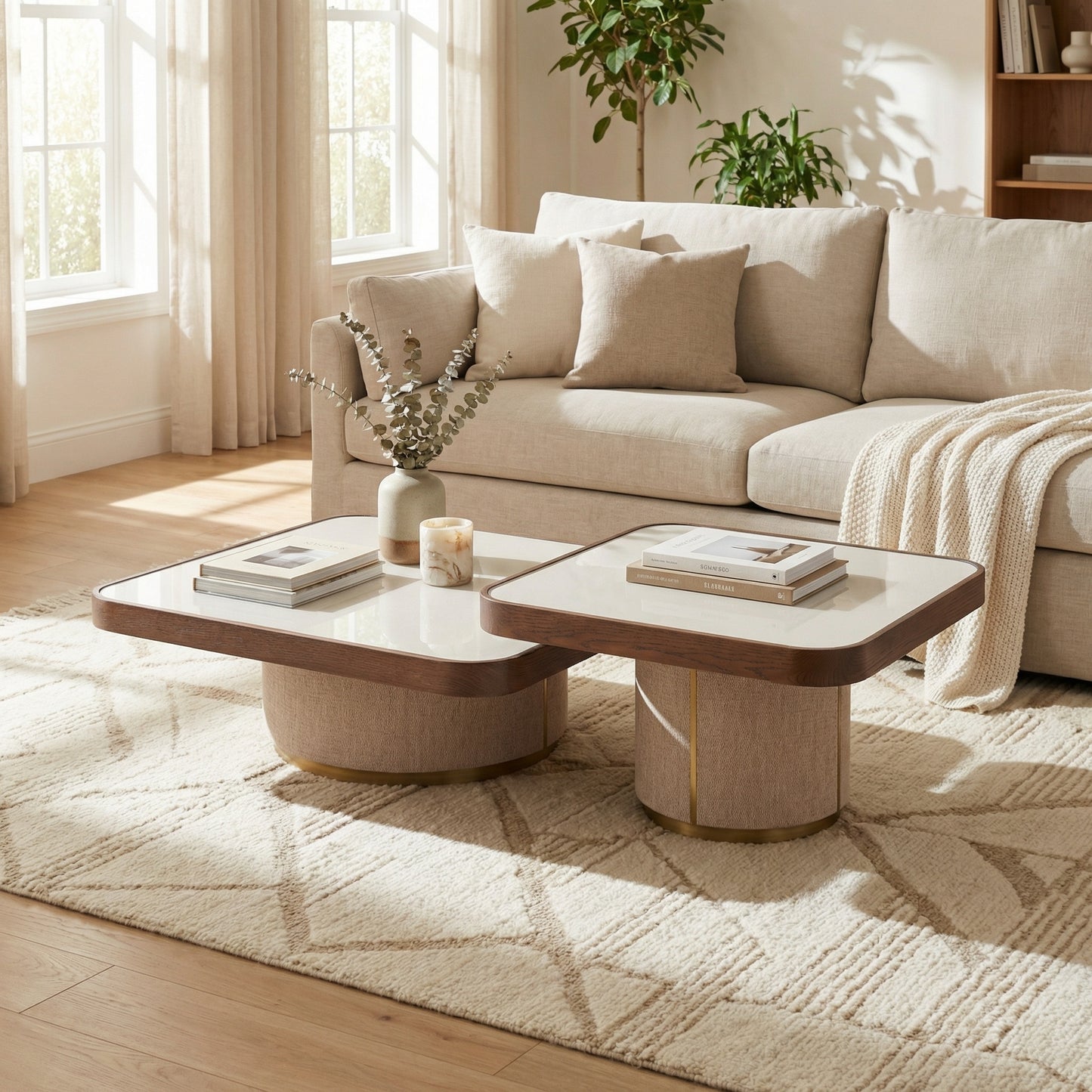 Willox brown Coffee Table including glass (Set of 2)