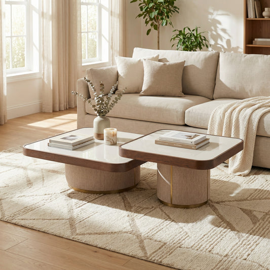 Willox brown Coffee Table including glass (Set of 2)