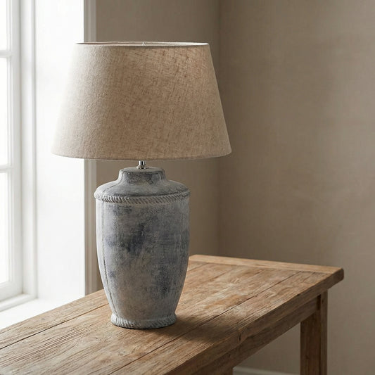 Antique Finish Table Lamp with Linen Shade