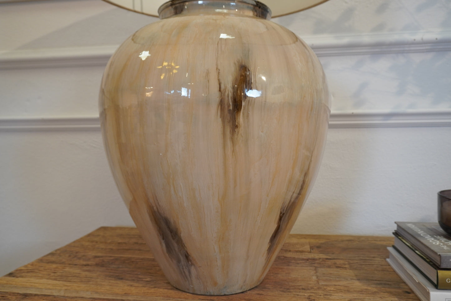 Coffee Enamel Table Lamp with Shade