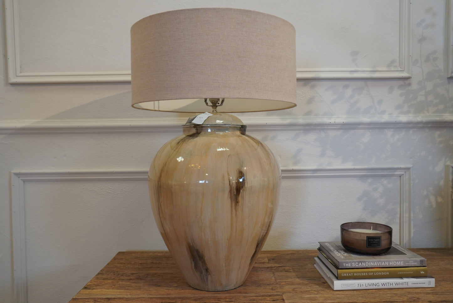 Coffee Enamel Table Lamp with Shade
