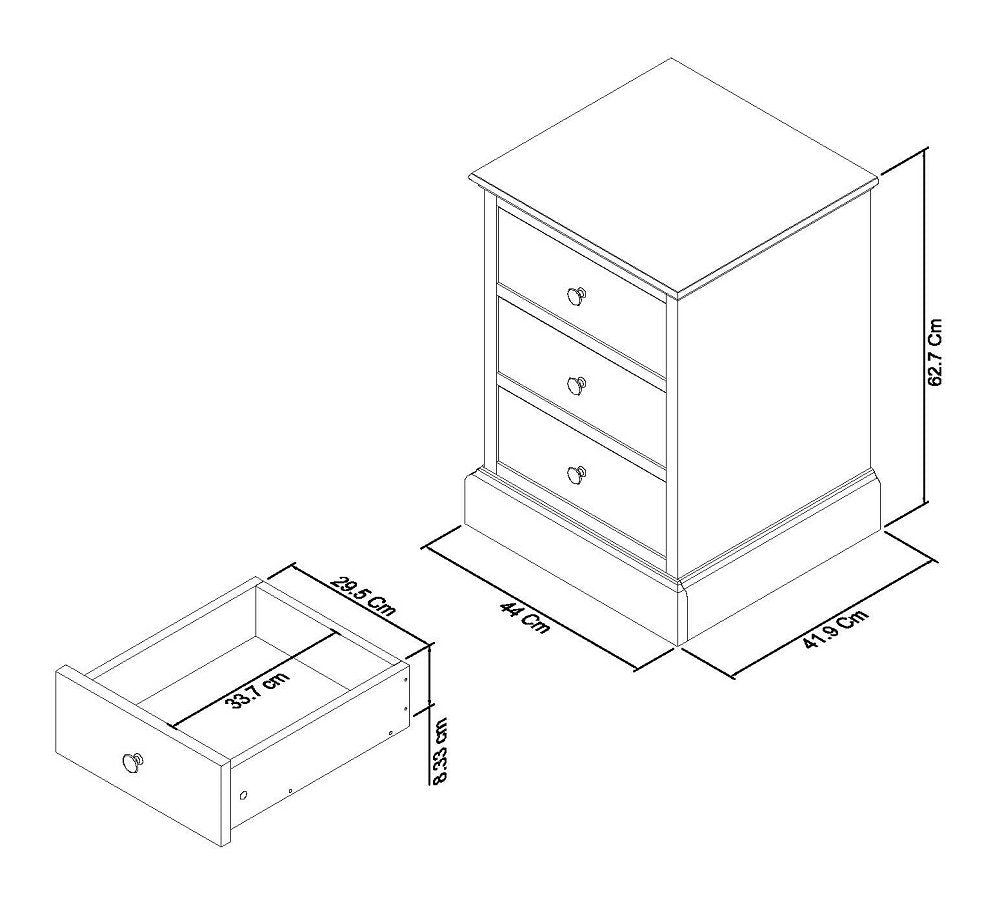 Ashby Soft Grey 3Drawer Nighstand