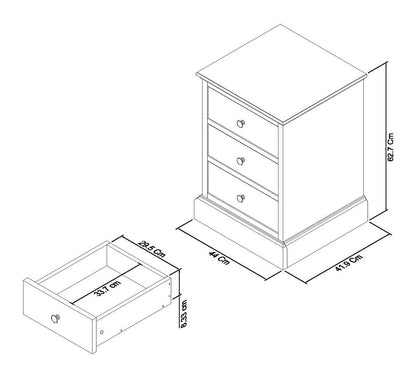 Ashby Soft Grey 3Drawer Nighstand