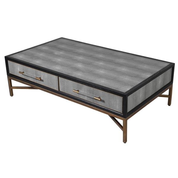 Kriss oak & shagreen 4 drawer coffee table